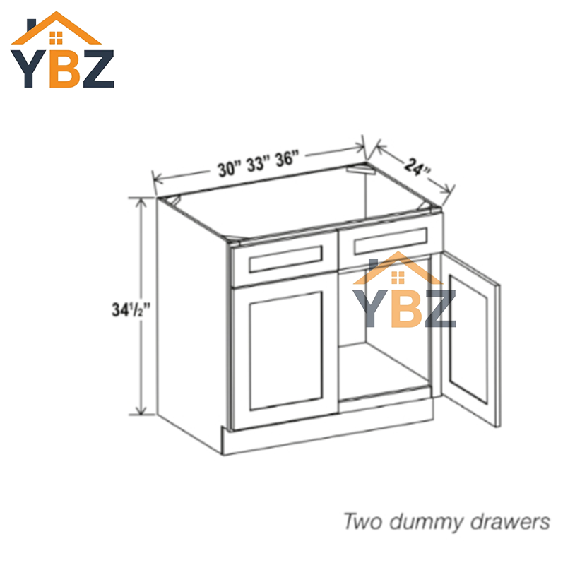 3 Charleston White Raised Panel Sink Base With Double Doors and False Drawers