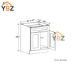 Charleston White Raised Panel Base Cabinet with Double Doors & Single Drawer