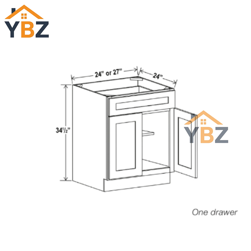 Charleston White Raised Panel Base Cabinet with Double Doors & Single Drawer