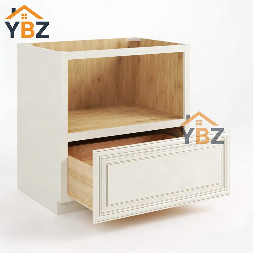 3 Charleston White Raised Panel Microwave Base Cabinet