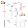 3 Slim Oak Shaker Farmhouse Sink Base