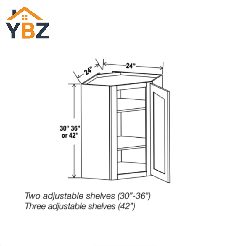 3 White Shaker 24″ Diagonal Corner Wall Cabinet
