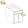 Dove White Slim Shaker Base Cabinet Double Door and Single Drawer