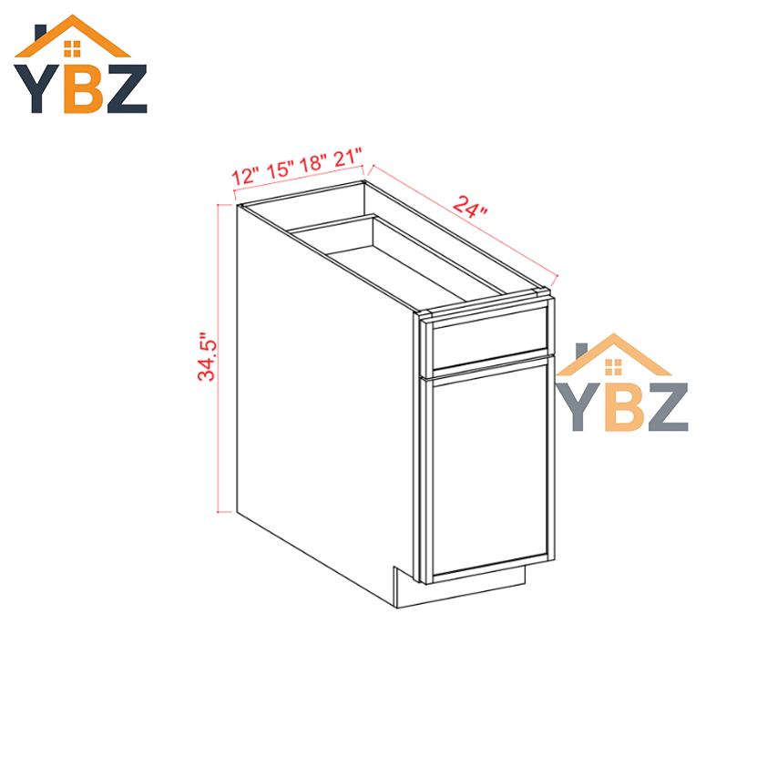 3 Dove White Slim Shaker Trash Base Cabinet