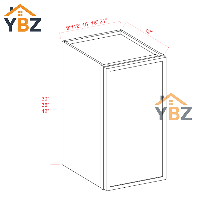 Dove White Slim Shaker 30″36″42″H Single Door Wall Cabinet