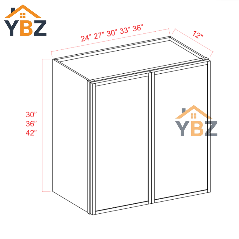 Dove White Slim Shaker 30″36″42″H Double Door Wall Cabinet