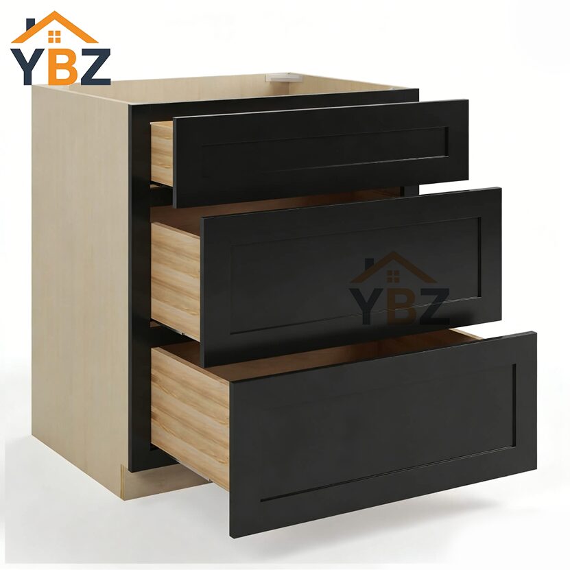 Black Shaker Three Drawer Base