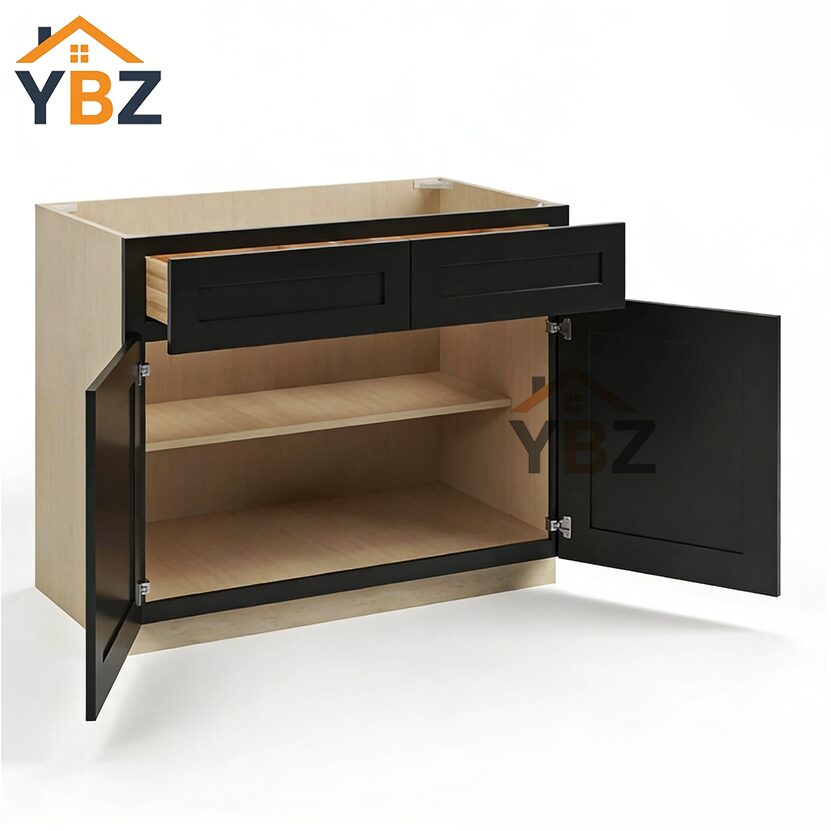 3 Black Shaker Base Cabinet with Double Doors and Drawers/Single Drawer