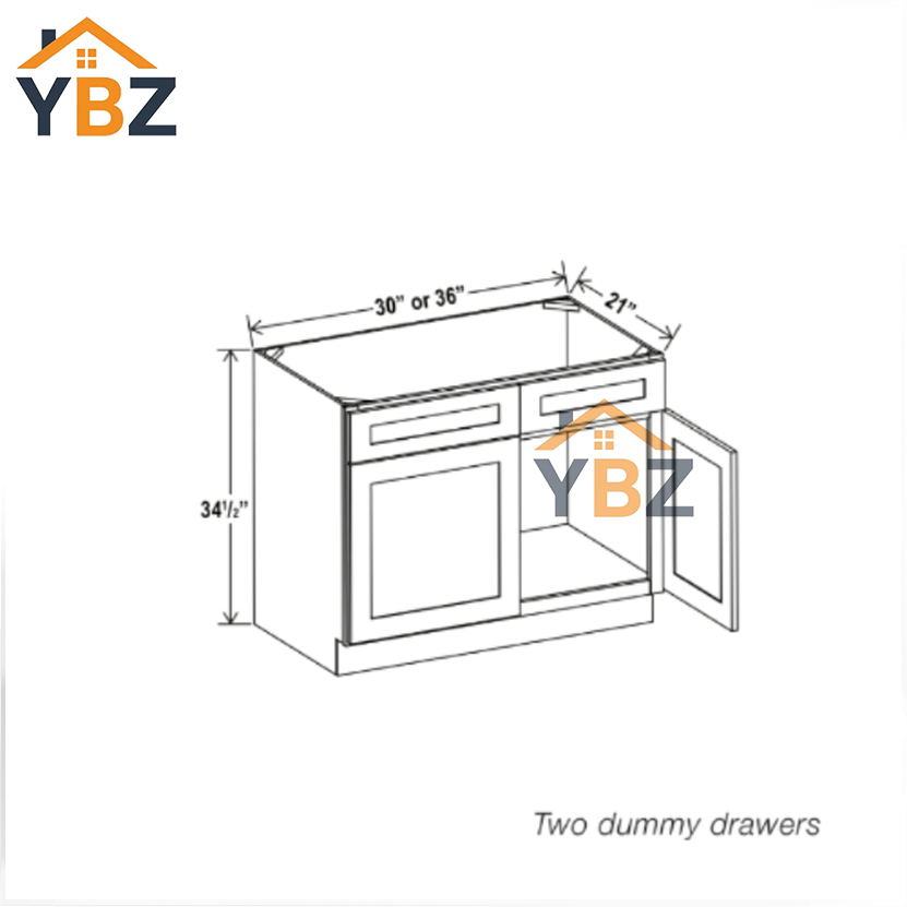 Black Shaker Double Vanity Sink Base Cabinet