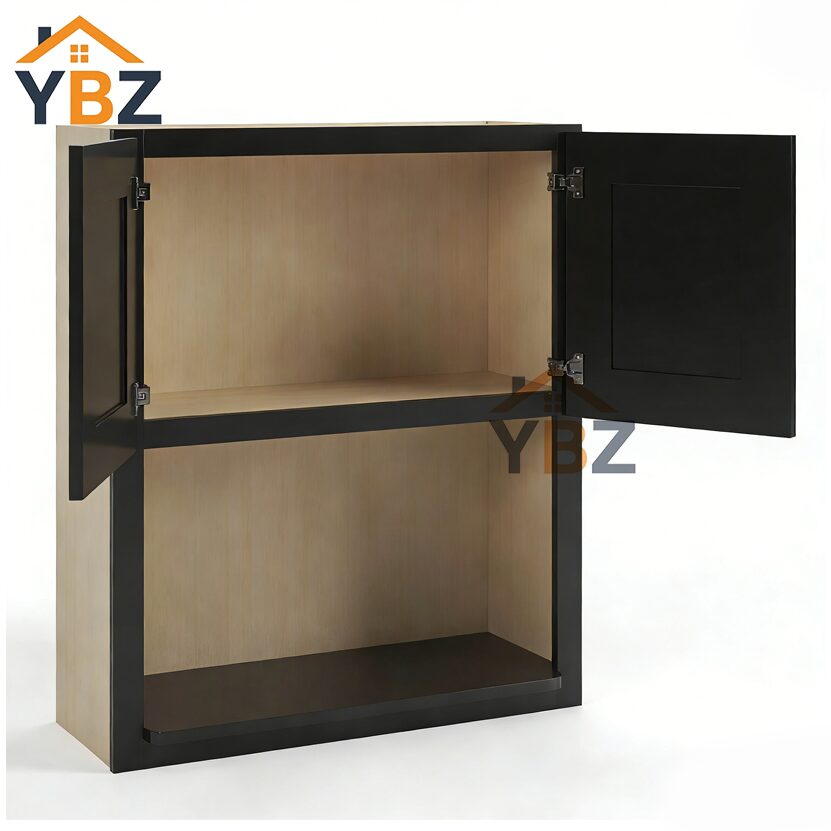 Black Shaker Microwave Wall Cabinet