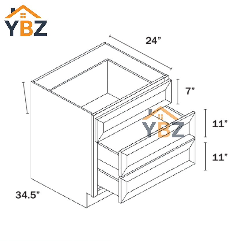 3 Charcoal Black Shaker Base cabinet with 2 Drawers/3 Drawers