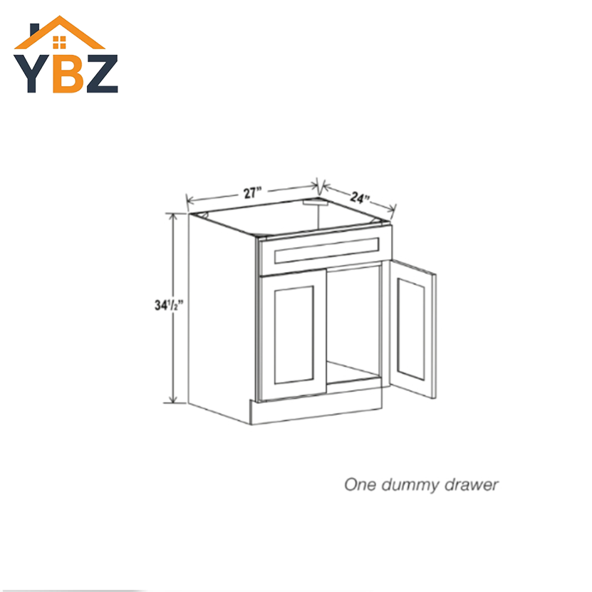 White Shaker Sink Base with Double Doors and False Drawer 27″