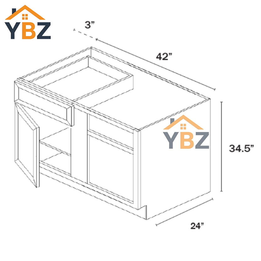 3 Charcoal Black Shaker Base Blind Corner Cabinet
