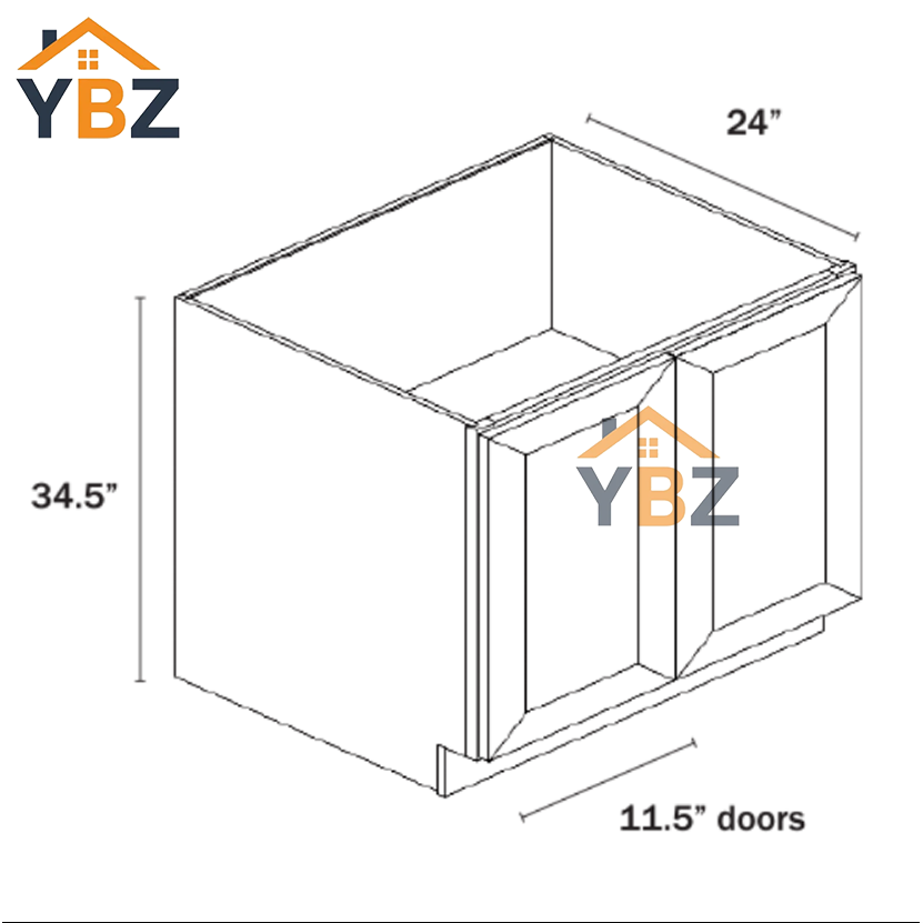 Charcoal Black Shaker Full Height Door Base Cabinets Double Door
