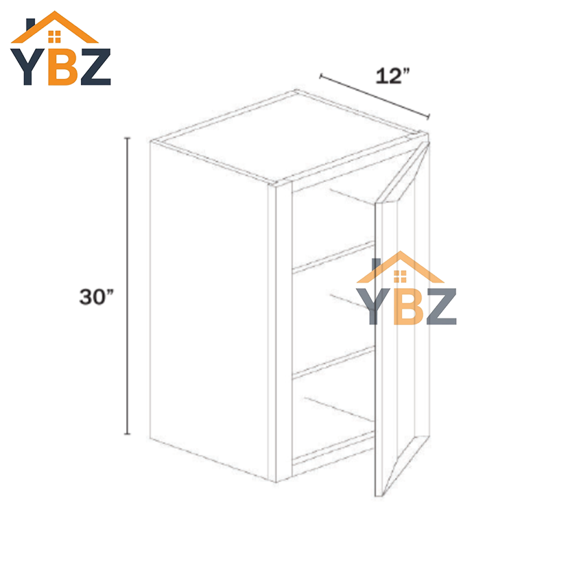 3 Charcoal Black Shaker Single Door Wall Cabinet 30″H 36″H 42″H – 12″D