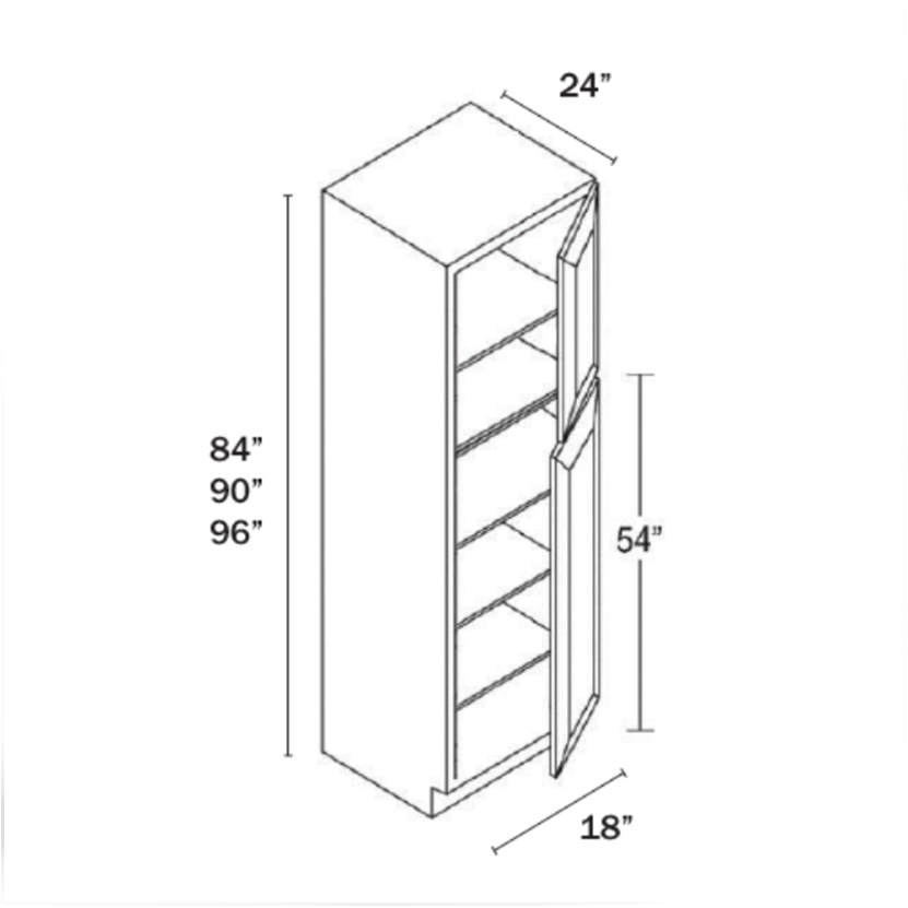 Charcoal Black Shaker Tall Pantry Cabinet 2 Doors/4 Doors