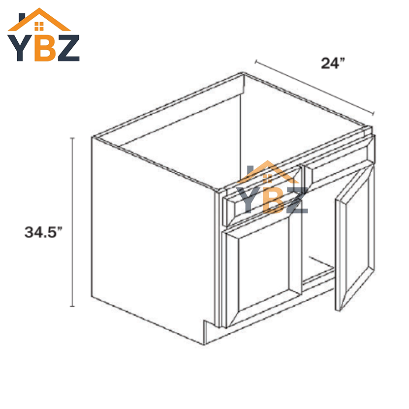 3 Slim Shaker Green Sink Base Double Door and Double False Drawer/1 False Drawer