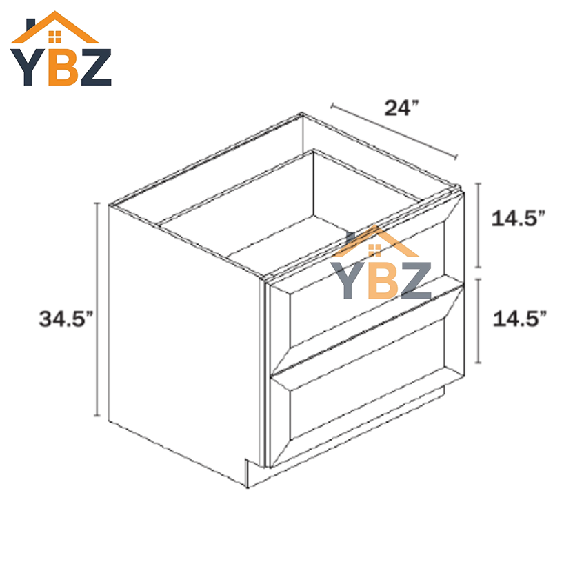 3 Slim Shaker Green Base Cabinet with 2 Drawers/3 Drawers