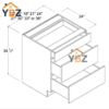 Frameless Gloss White Two/Three Drawer Base Cabinet