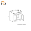 3 Gray Shaker Sink Base With Double Doors and False Drawers