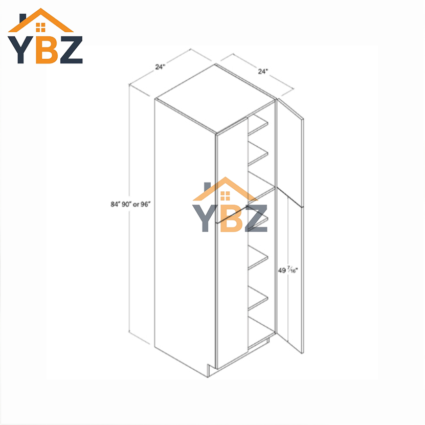 3 Frameless Gloss White Tall Pantry Cabinet with 4 Doors 24″W/with 4 Doors 30″W/2 Doors