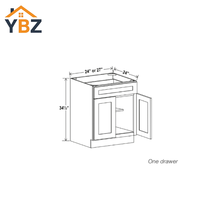 3 Gray Shaker Base Cabinet with Double Doors & Single Drawer