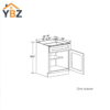 Gray Shaker Base Cabinet with Single Door & Drawer