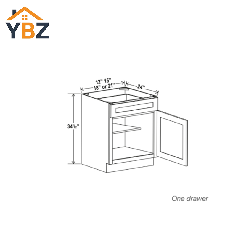 Gray Shaker Base Cabinet with Single Door & Drawer