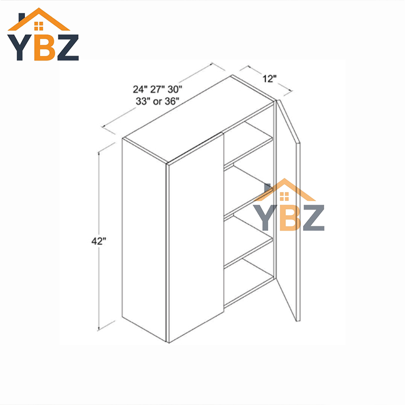 3 Frameless Gloss Gray 30″H 36″H 42″H Double Door Wall Cabinet