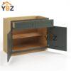 Green Shaker Base Cabinet with Double Doors and Drawers