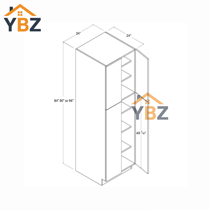 Frameless Gloss Gray Tall Pantry Cabinet with 4 Doors 24″W 30″W/ 2 Doors