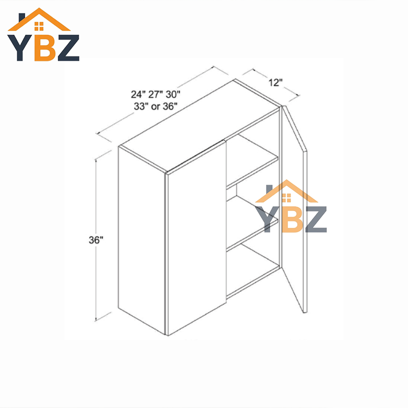 3 Frameless Gloss Gray 30″H 36″H 42″H Double Door Wall Cabinet