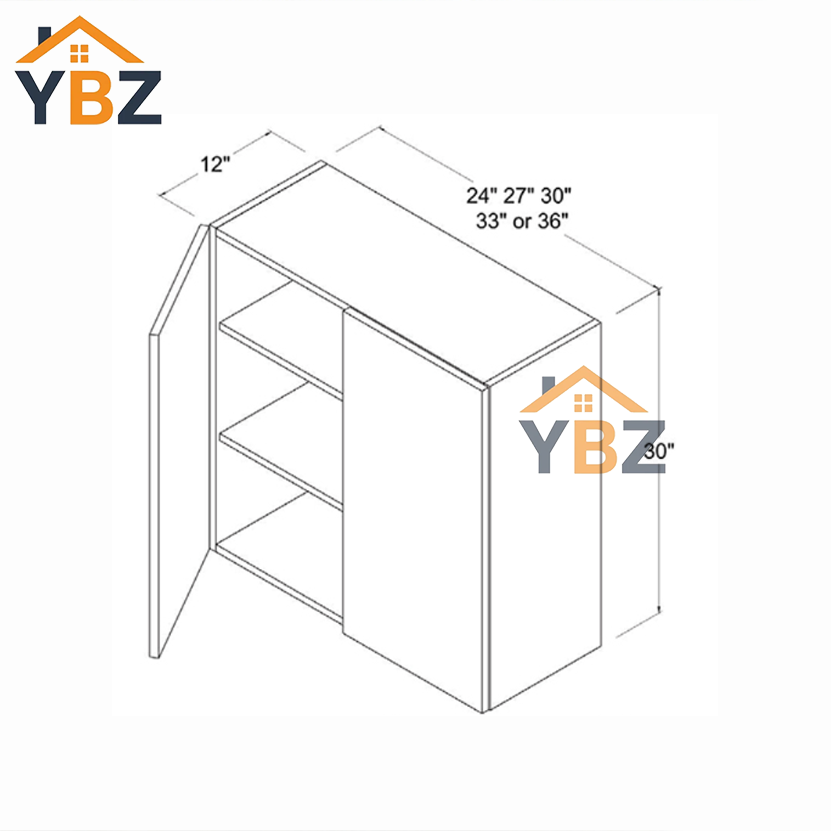 3 Frameless Gloss Gray 30″H 36″H 42″H Double Door Wall Cabinet