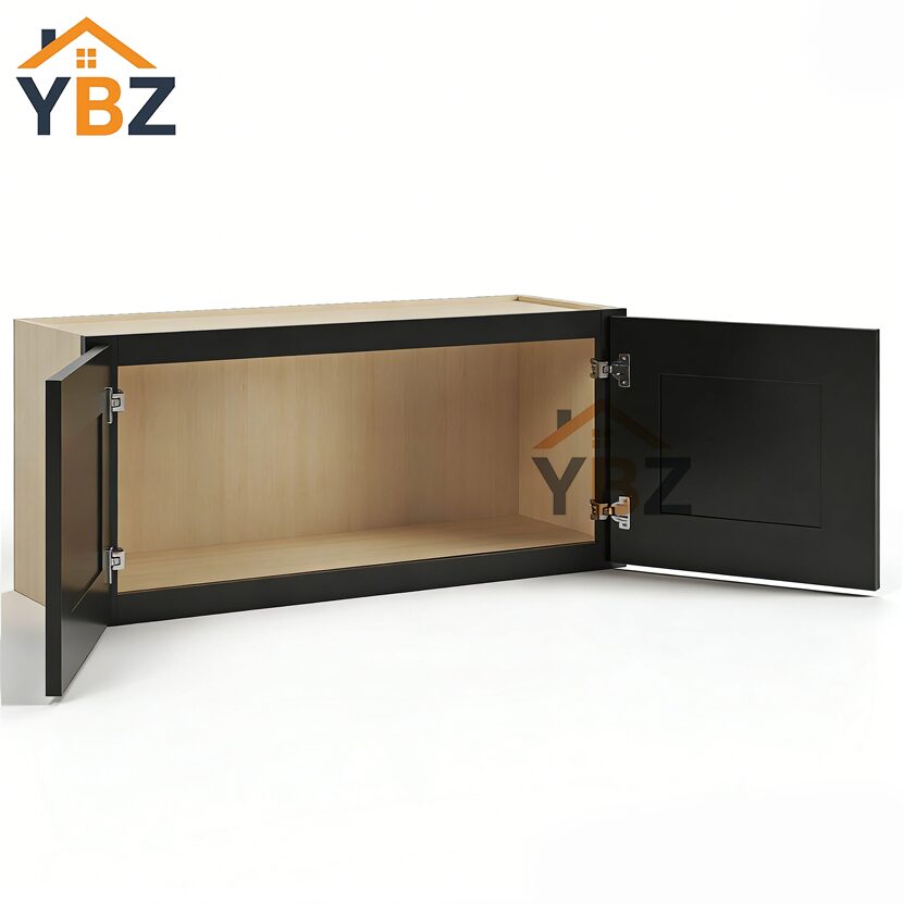 3 Black Shaker 12″ 15″ 18″ 24″ H Double Door Wall Cabinet