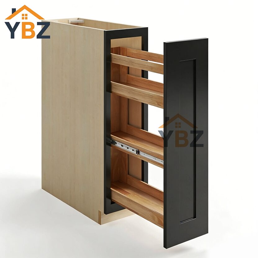 Black Shaker Base Spice Cabinet with 5 Drawers/Pull Base Cabinet/Base Tray