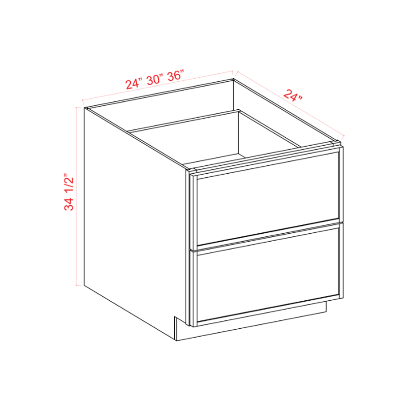 3 Slim Oak Shaker Two/Three Drawers Base