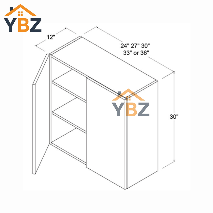 Frameless Gloss White 30″36″42″H Double Door Wall Cabinet