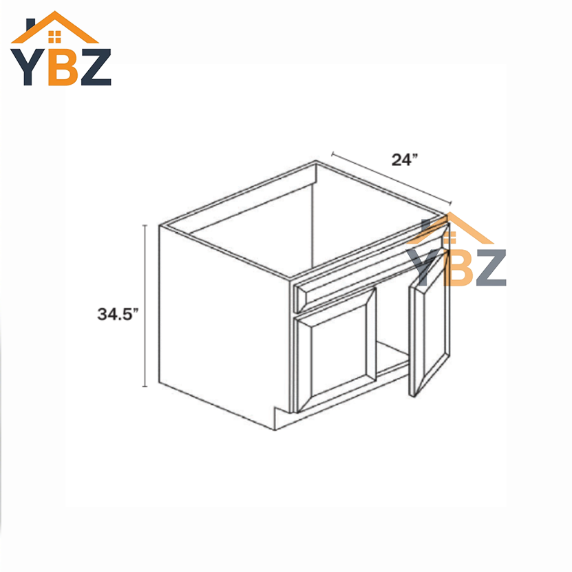 3 Dorian Gray Shaker Sink Base Double Door and Double False Drawer/1 False Drawer