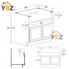 3 Gray Shaker Farmhouse Sink Base