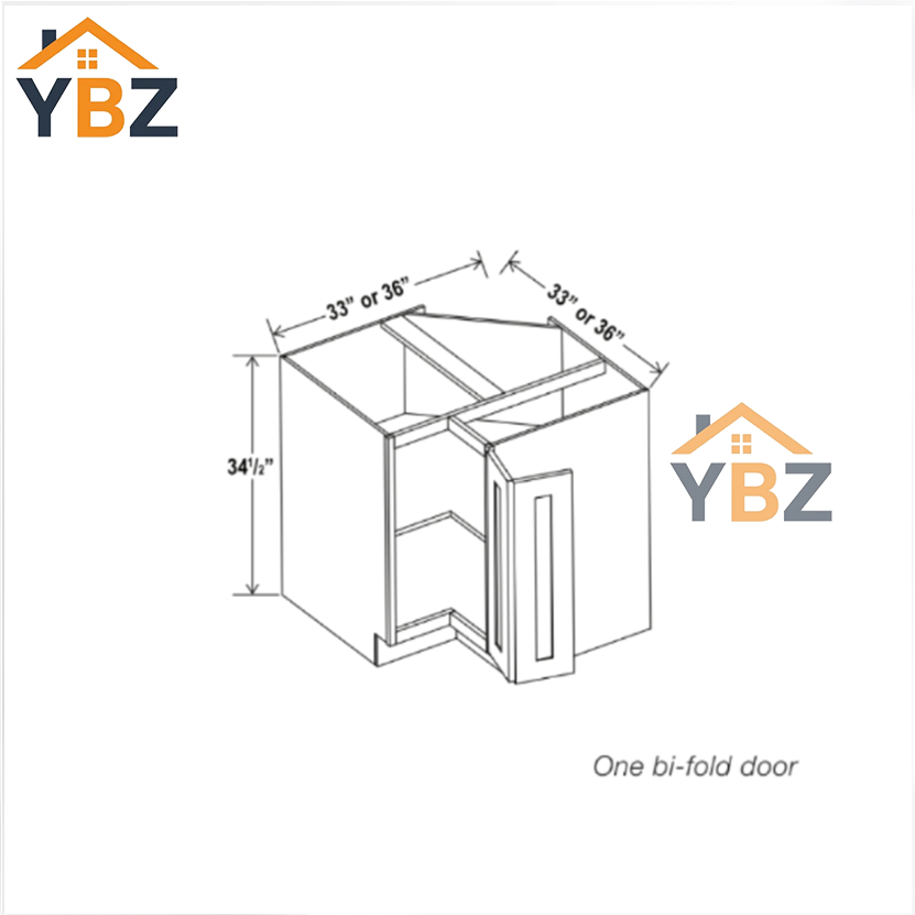 3 Gray Shaker Easy Reach Base Cabinet