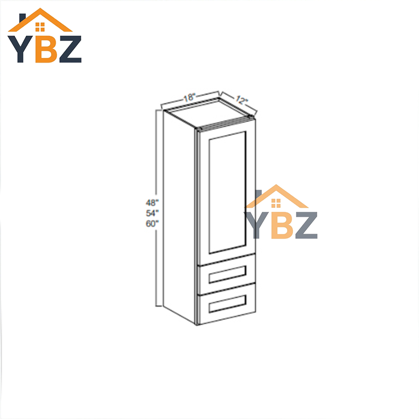 3 Gray Shaker 18 W Wall Cabinet with Two Drawers