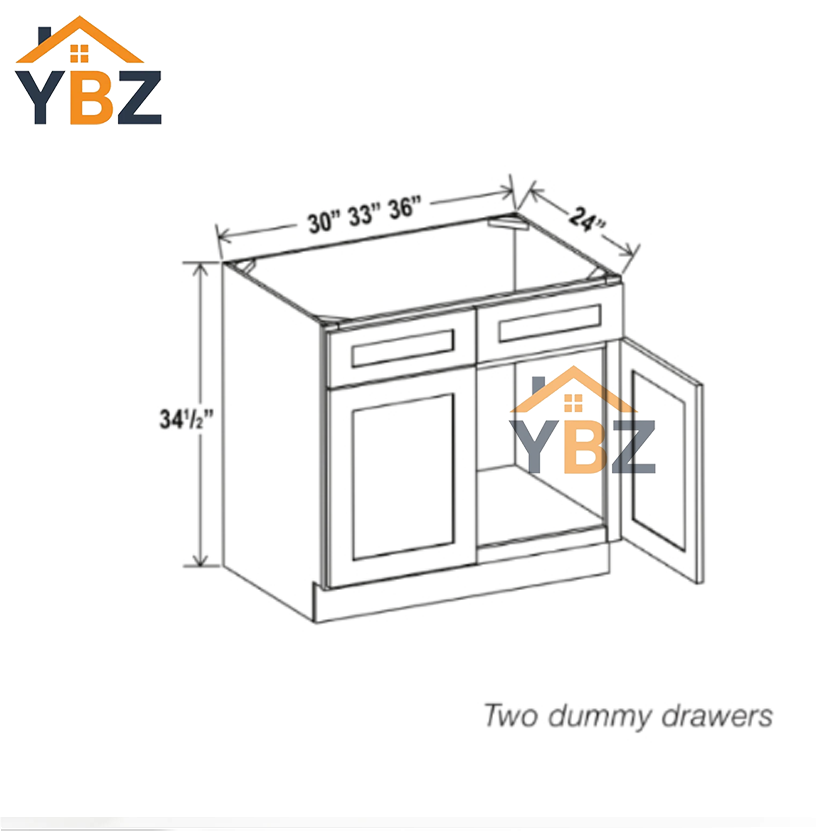 Black Shaker Sink Base With Double Doors and False Drawers