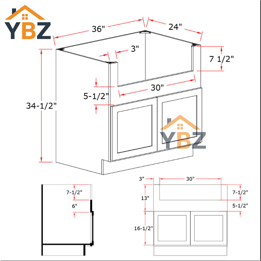 Black Shaker Farmhouse Sink Base