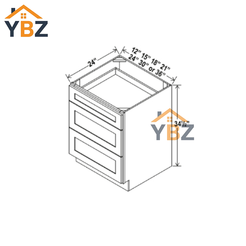 Black Shaker Three Drawer Base