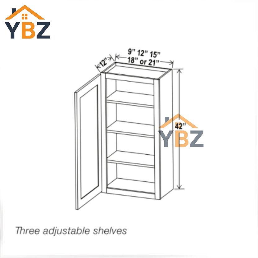 Black Shaker 30″36″42″ H Single Door Wall Cabinet