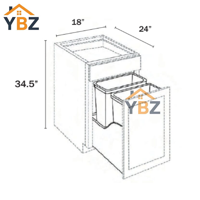 4 Charcoal Black Shaker Base Trash Cabinet