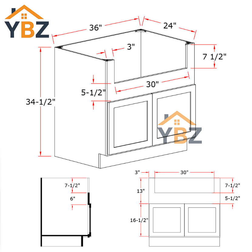 4 Treasure Chest Shaker Farmhouse Sink Base