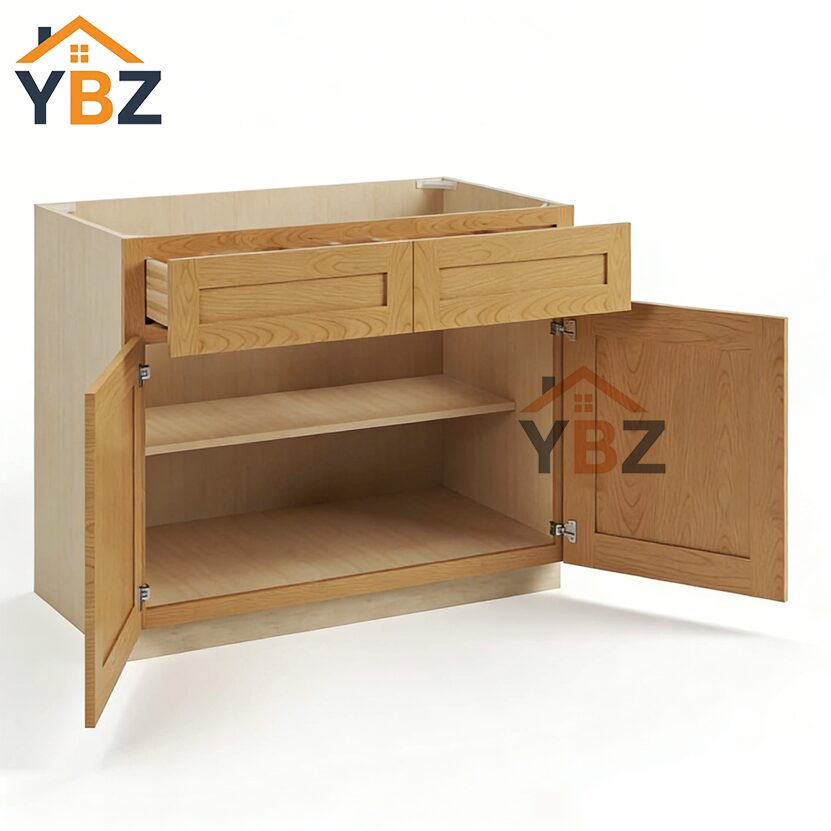 4 Treasure Chest Shaker Base Cabinet with Double Doors and Drawers