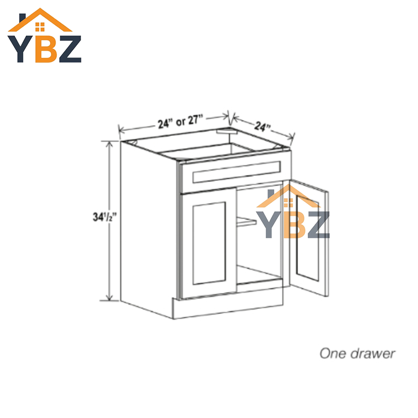 4 Black Shaker Base Cabinet with Double Doors and Drawers/Single Drawer