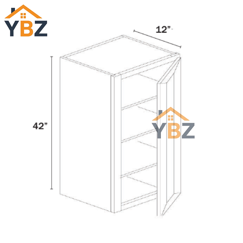6 Charcoal Black Shaker Double Door Wall Cabinets 30″H,36″H, 42″H,12″D
